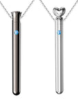 Full view of an elegant vibrator necklace on a white background, discreetly designed as a bullet vibrator, mini vibrator, and bullet sex toy with jewelry-inspired style