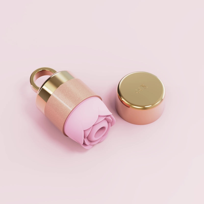 Pink rose toy displayed elegantly on a pedestal, showcasing the discreet rose sex toy and rose vibrator for premium intimate pleasure