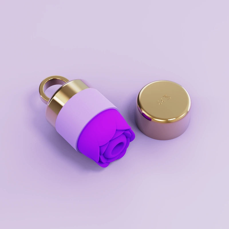 Purple rose toy elegantly presented on a platform, emphasizing the luxurious rose sex toy and rose vibrator for discreet use